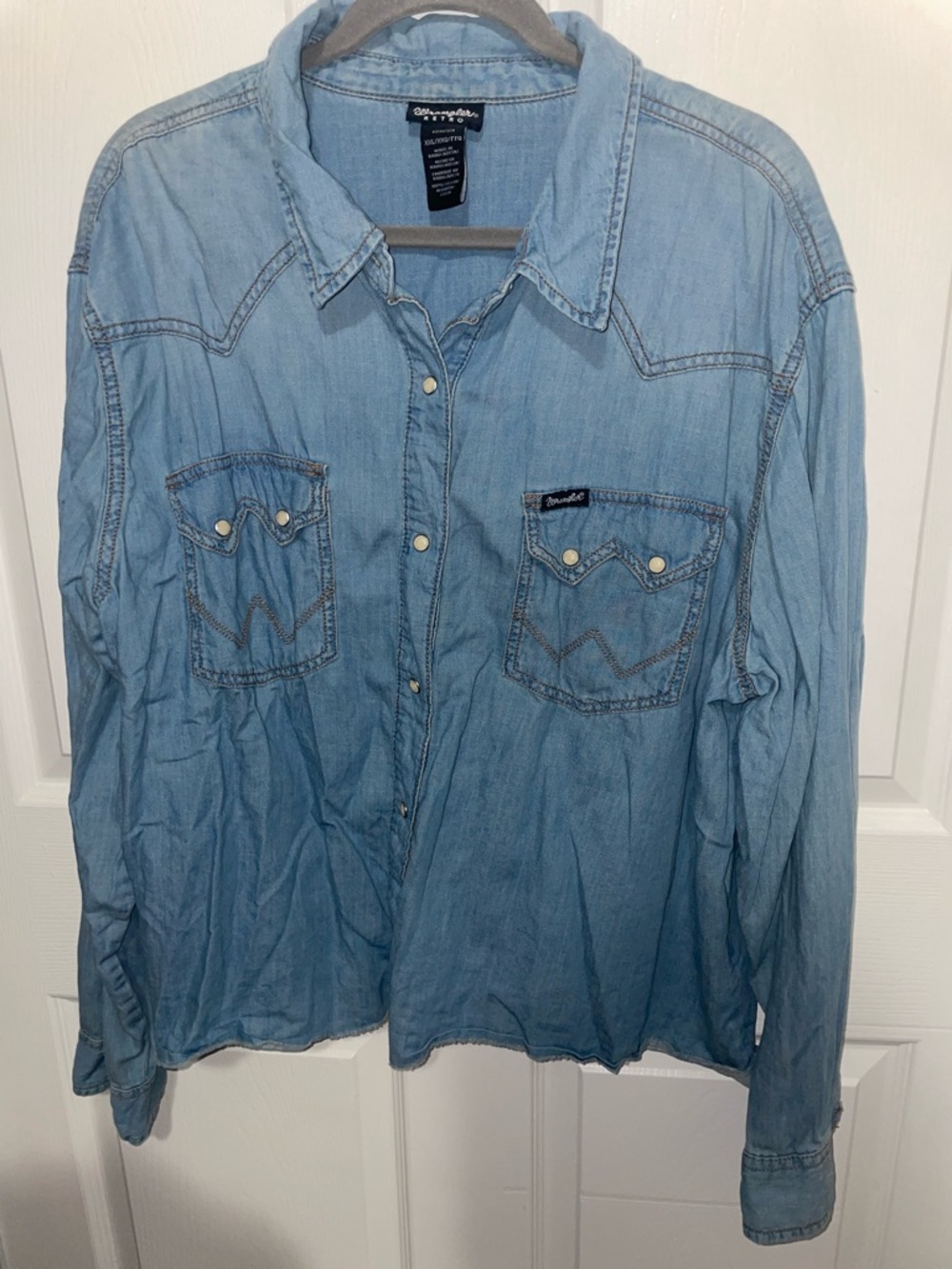 Wrangler Light Blue Denim Western-Style Shirt